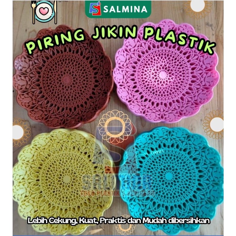 piring jikin plastik 1 lusin isi 12 pcs bewarna dan yg coklat, jikin warna warni, jikin rotan plasti