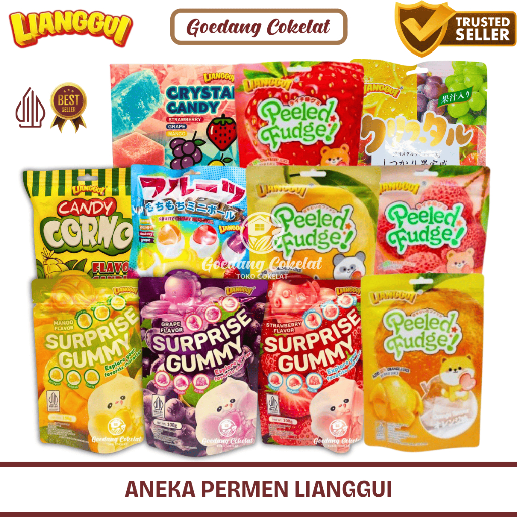 

Lianggui Permen Buah Jelly Lunak Kupas Aneka Rasa Gummy Jelly Peeled Fudge Mangga Orange Jeruk Strawberry Corn Crystal Candy 108g