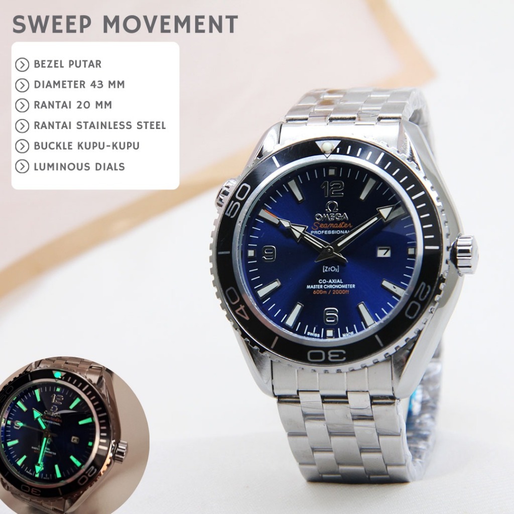 OMG Jam Tangan Sultan Pria Omega Seamaster Professional Tgl Aktif Buckle Kupu2 Jam Fashion Pria COD