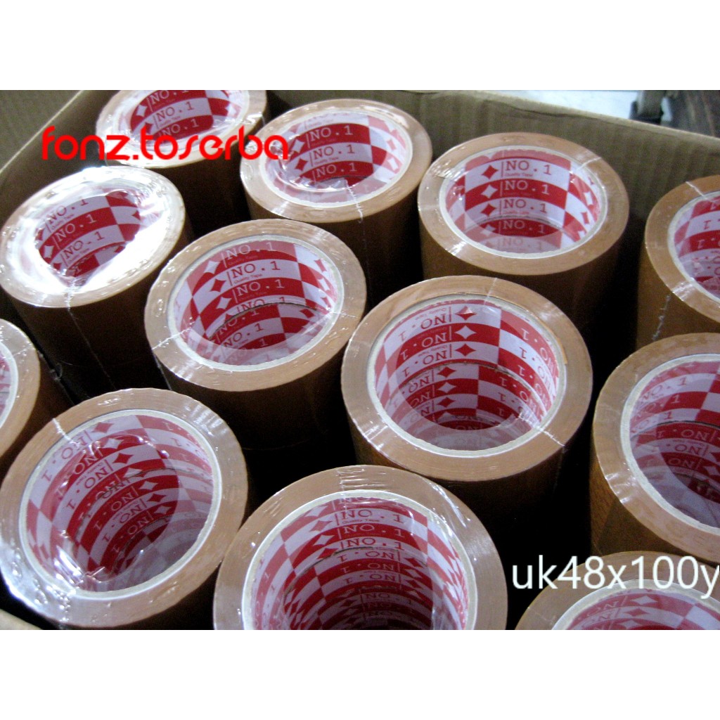 

LAKBAN COKLAT DAN BENING 48x100y 1 DUS isi72pcs MEREK NUMBER 1 TAKUMI DAIMARU HOKI TAPE SELASIBAN BAGUS
