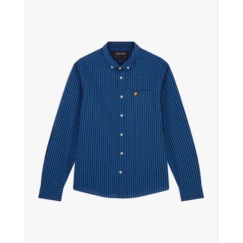 Lyle and Scott Long Sleeve Gingham Shirt Blue Original