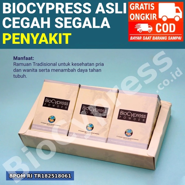BioCypress Original isi 18 Sachet Powder Obat Herbal Asli untuk Stroke, Asam Urat, Kolesterol, Diabe