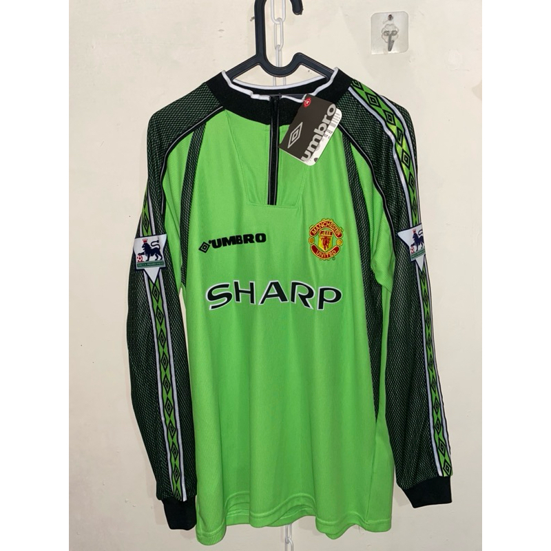 Jersey retro MU Kiper 1998-1999 longsleeve + patch pl (velvet) + nameset schmeichel #1 (velvet 2 lay