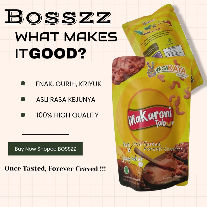 

Keripik Makaroni tabur keju rasa jagur bakar asli