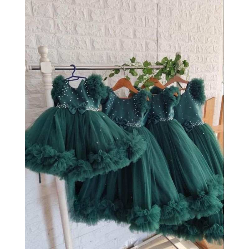 dress tutu natal,dress hijau natal,dress pesta anak dan bayi