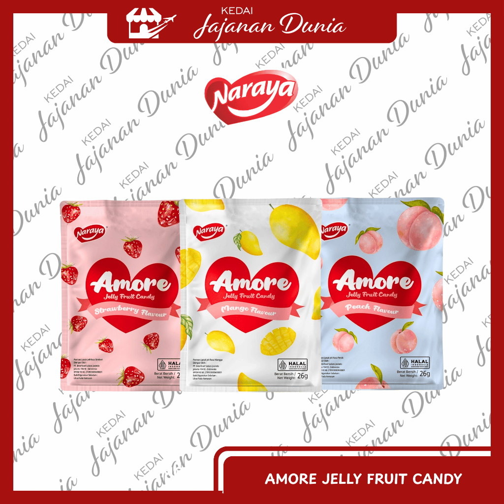 

Naraya Amore Jelly Fruit Candy 26gr | Permen Jelly Buah