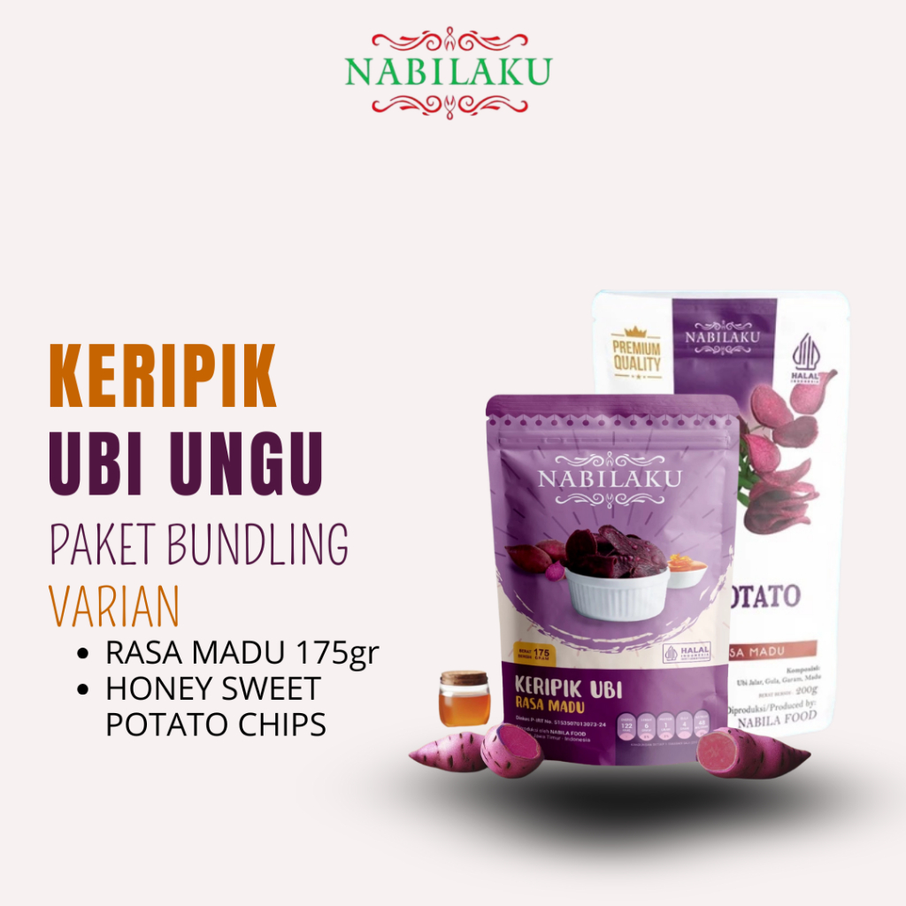

NABILAKU - Paket Bundling Honey Sweet Potato Chips & Keripik Ubi Ungu Rasa Madu 175 gr