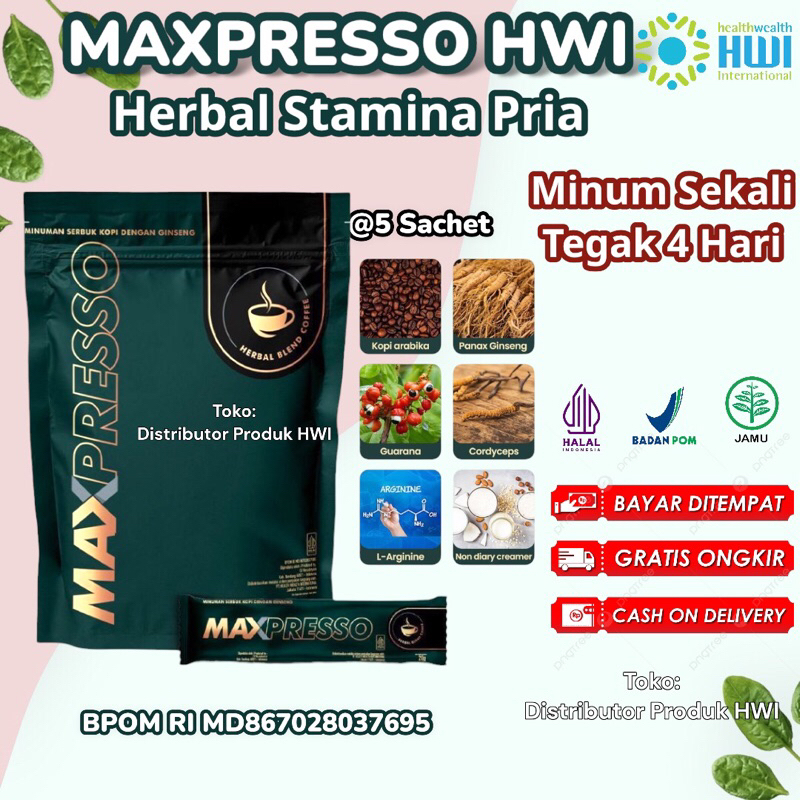 

Maxpresso HWI Original 100% Asli BPOM / Maxpreso Coffee Ginseng Kopi stamina