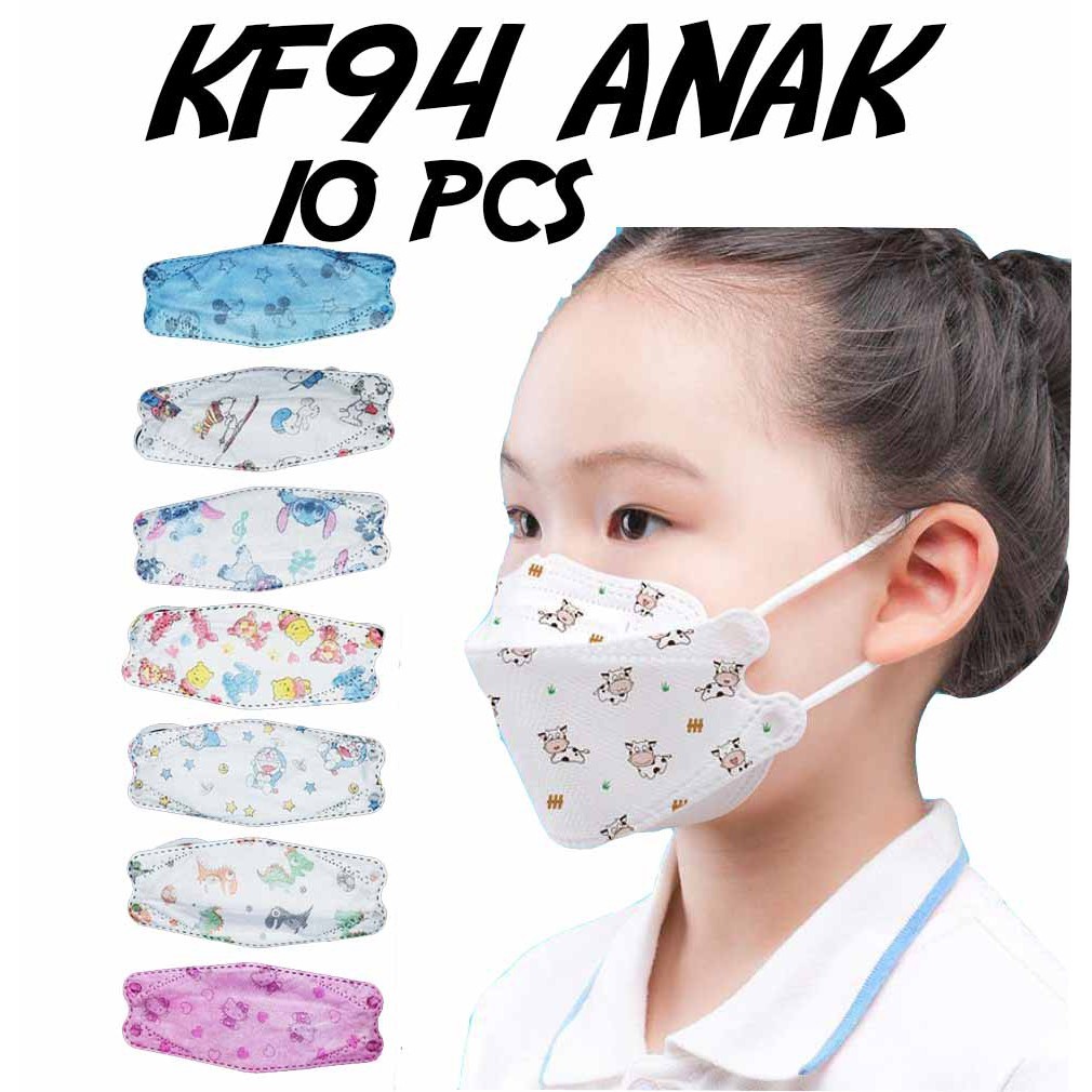 Masker KF 94 Anak / Masker KF94 Anak Karakter KF94 Kids Sachet Isi 10 Pcs Masker Anak KF94 Kids 3D