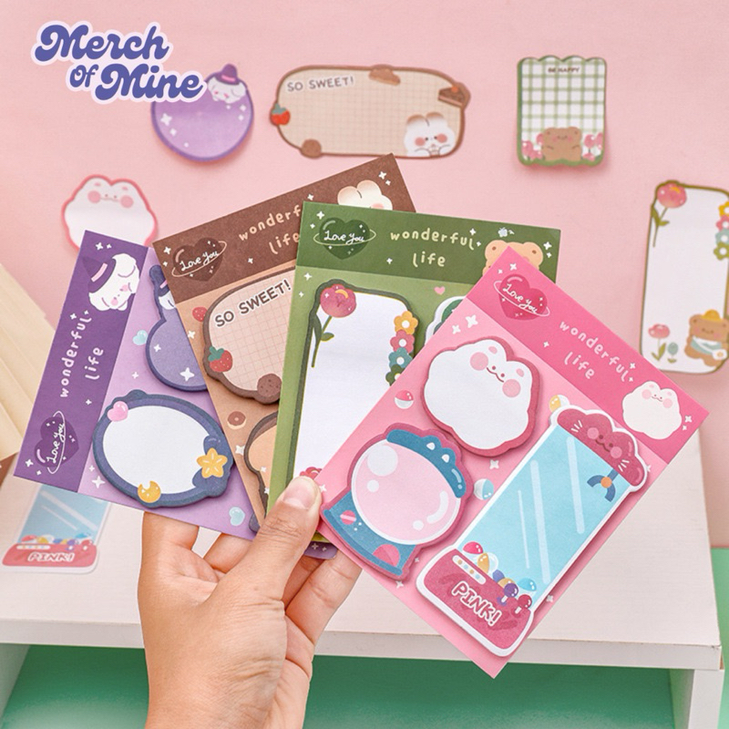 

Merch Of Mine - Sticky Notes Set 3 In 1 Catatan Tempel Motif Hewan Lucu