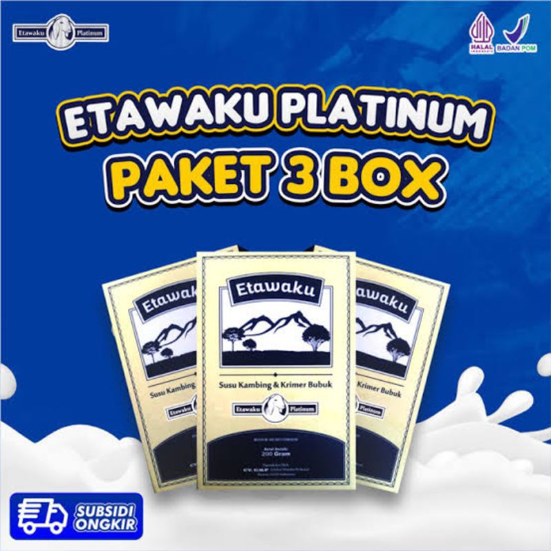 

PAKET 3 BOX Susu Kambing Etawaku PlatinumOriginal Asli BPOM HALAL