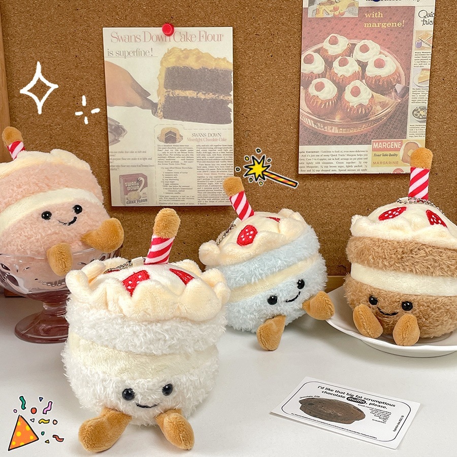 Gantungan Kunci Kue Ulangtahun Lucu Jelly cat / Keychain Boneka Besar Cake Jellycat Cute