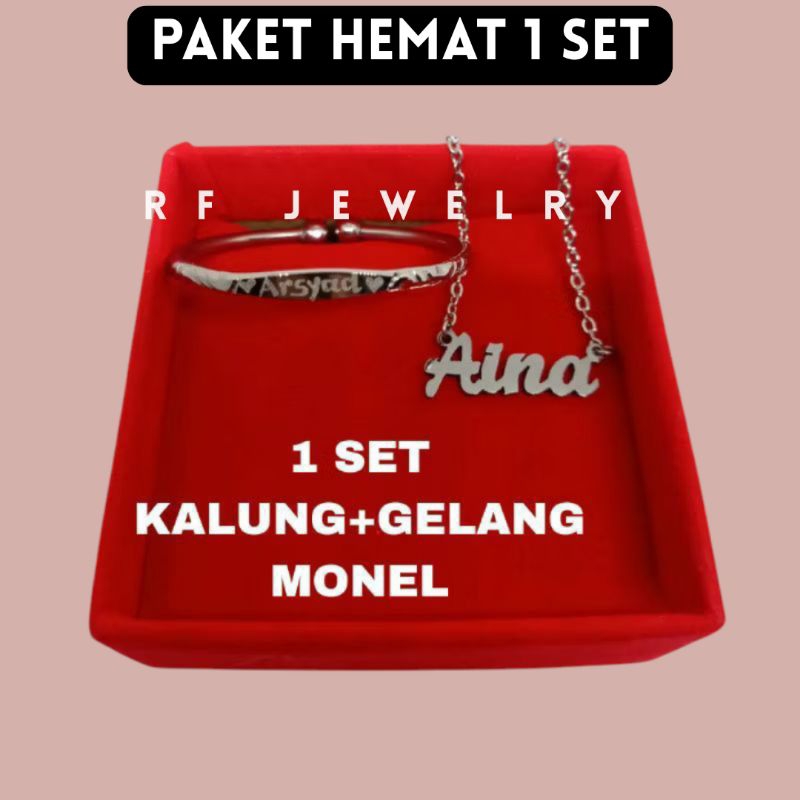 Gelang monel anak/Kalung Nama 1 set gelang+Kalung monel anak/Dewasa anti karat