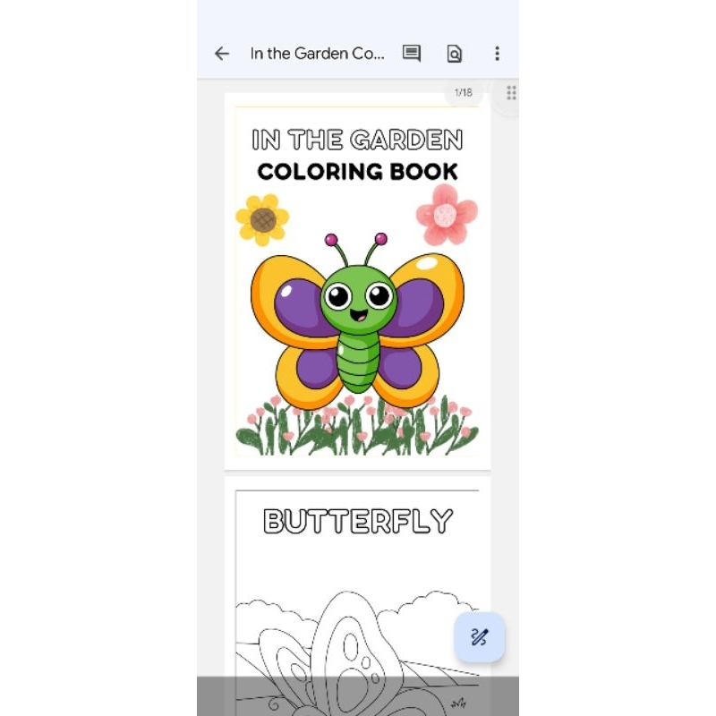 Coloring book in the garden.