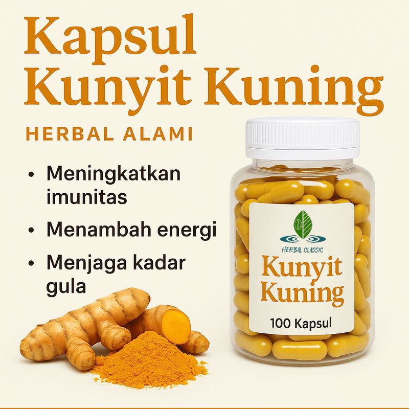 

Kapsul Kunir / Kunyit Kuning Isi 100 Herbal Alami