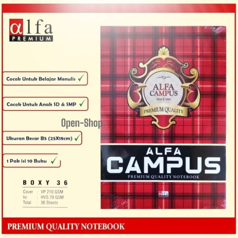 Buku tulis campus 36 lembar ukuran besar 1 pack isi 10 Buku