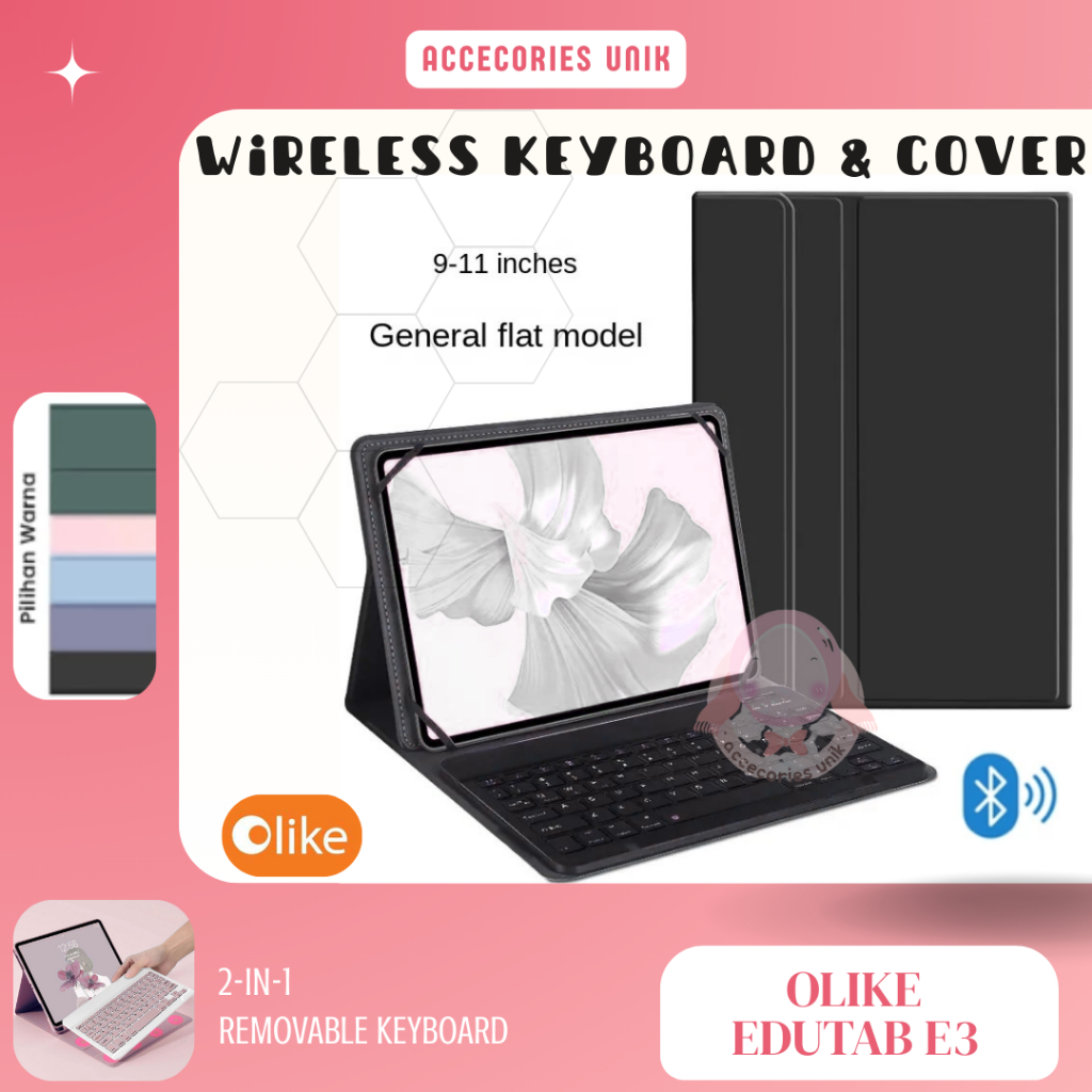 ( CASE & KEYBOARD ) Olike Edu Tab E3 10 Inch Wireless Bluetooth Blutooth Keybord Kibord Papan Ketik 