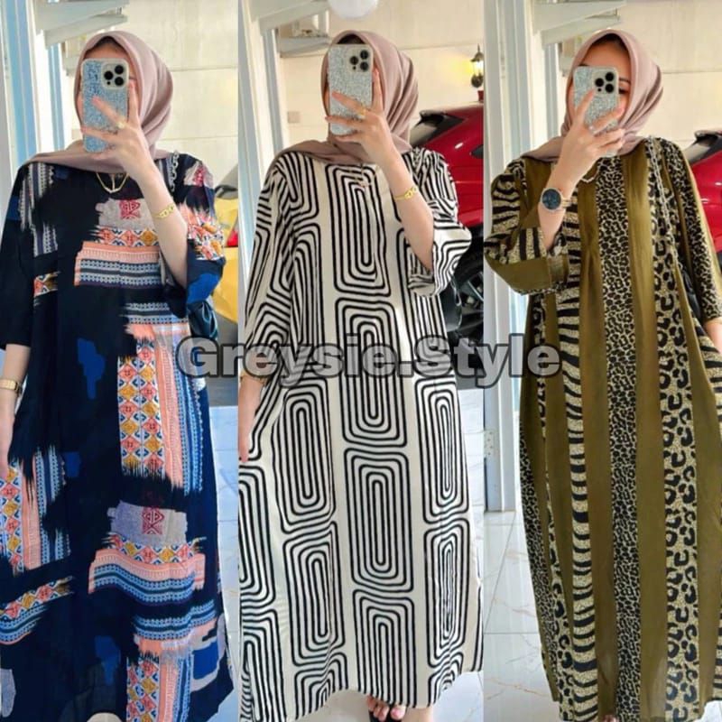 Daster Gamis Rayon Kekinian Motif Lengan 3/4 - Daster Lengan 3/4 Kekinian - Daster Lengan 3/4