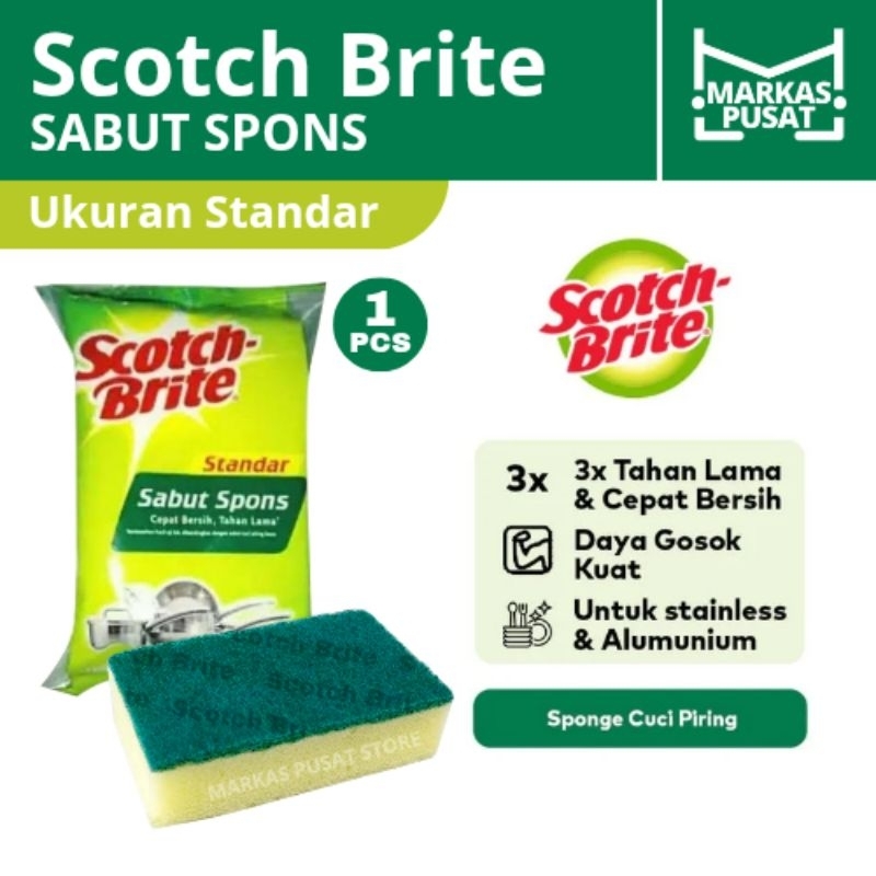 SCOTCH BRITE 3M SABUT SPONS CUCI PIRING STANDAR ID- T36N SABUT SPONS SCOTCH BRITE