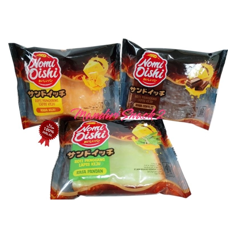 

ROTI PANGGANG Nomi Oishi lapis keju All Varian Rasa ( Pandan, Coklat, Keju ) Exp Aman