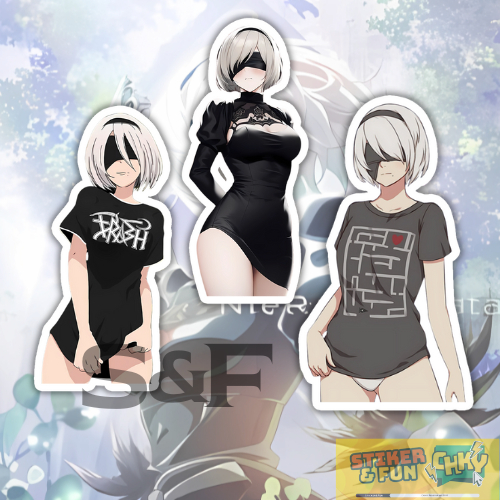 

Stiker Sticker Vinyl Laminasi YORHA 2B NIER AUTOMATA 3 Pcs Vol 4