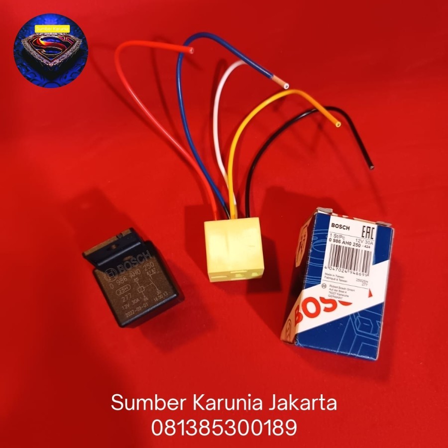 Relay Bosch 12V Kaki 5 AHO 250 Plus Soket Relay Carshow