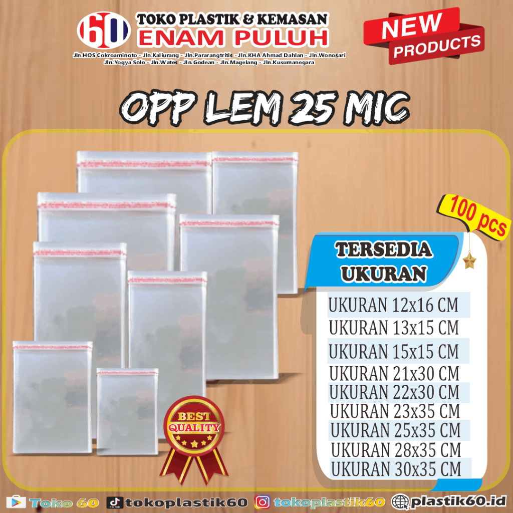 

Plastik opp lem tebal 25 mic seal 100 lembar pcs kaca 25 micron undangan bening