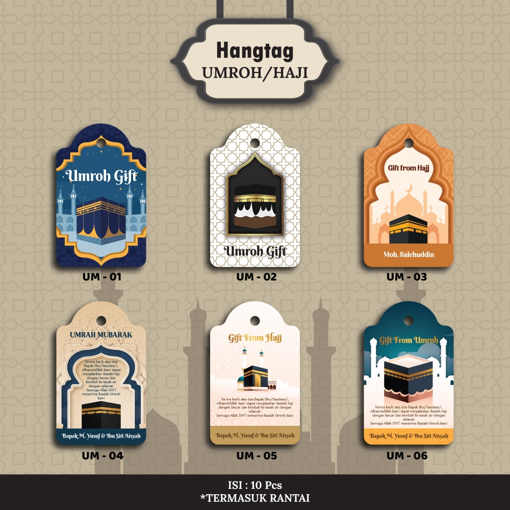 [10 pcs + Rantai] Hang Tag Umroh Haji Tasyakuran Hajj Umrah Souvenir Oleh-oleh Manasik Haji