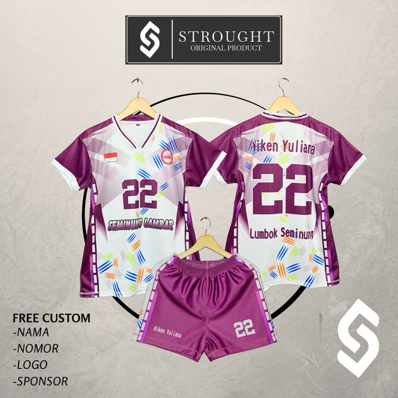 Jersey Voli Cewek Stelan Fullprint Kaos Voli Wanita Free Custom Nama+Nomor Sport
