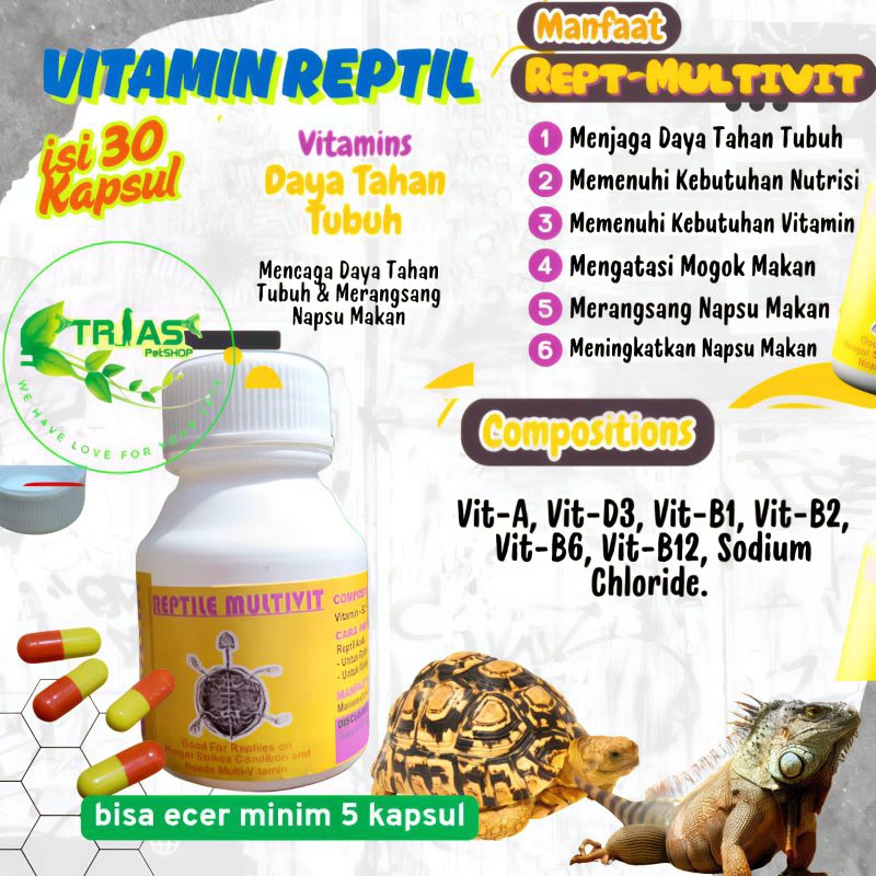 Multivitamin reptil by mr torto/vitamin kura kura/vitamin iguana/vitamin bearded dragon/vitamin kada