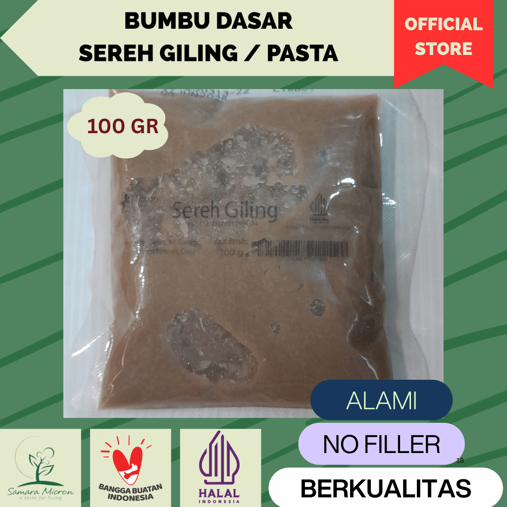 

Bumbu Dasar Samara Micron - Sereh Giling Basah / Sereh Pasta - 100 Gram