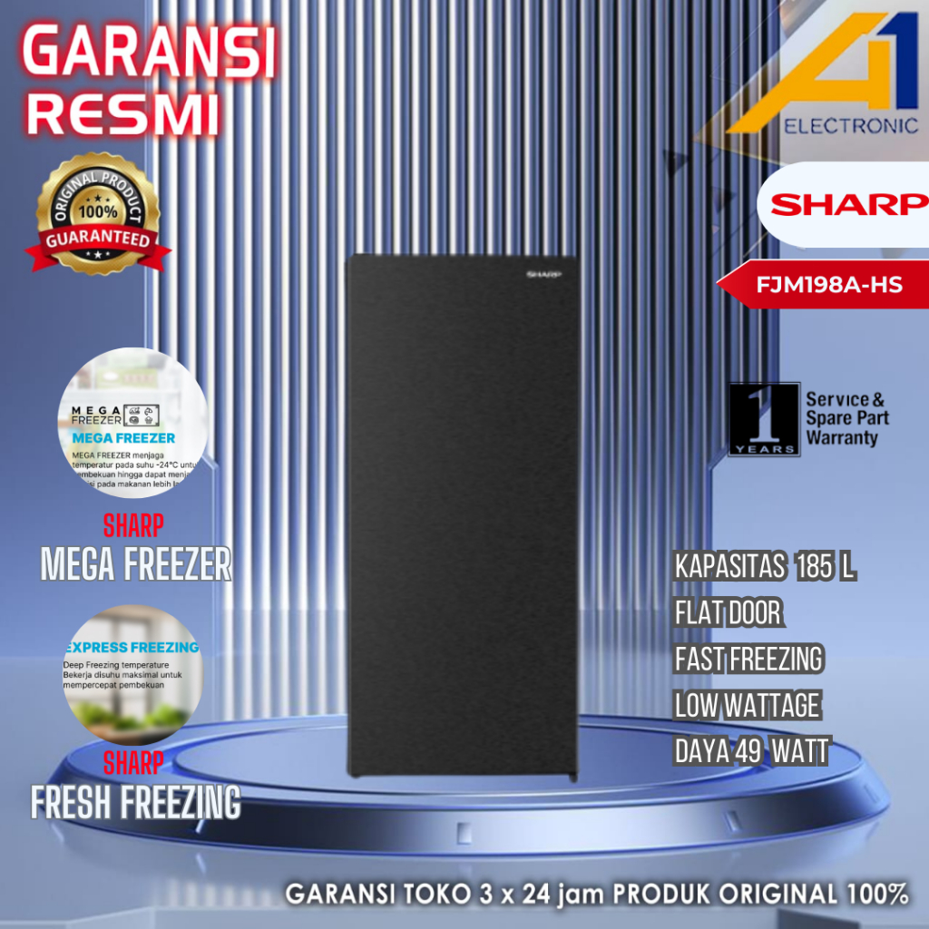 SHARP FREEZER FJM198A-HS / FJM 198A HS 49 Low Watt Garansi Resmi