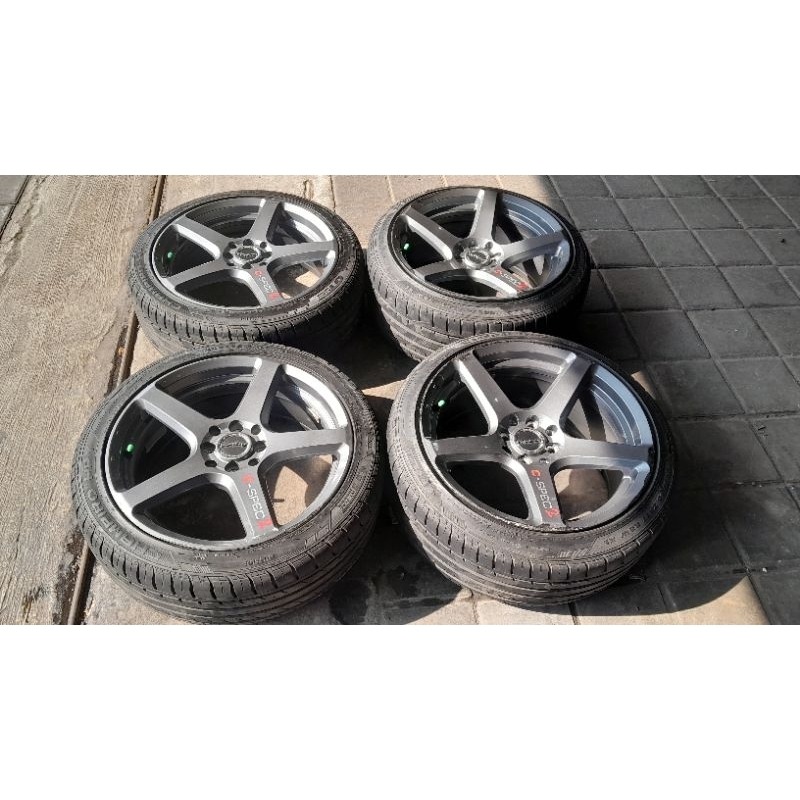 Velg dan ban bekas mobil racing Cspec ring 17 lebar 7/8.5 baut 8x100/114.3 + 205 45 17