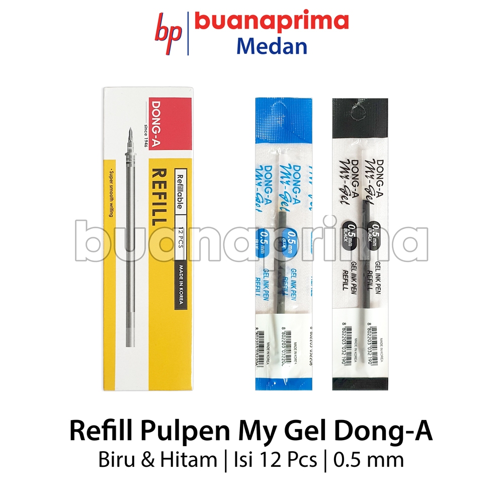 

REFILL PEN MY GEL DONG-A isi 12 Pcs Isi Ulang Gel Pulpen Hitam Biru