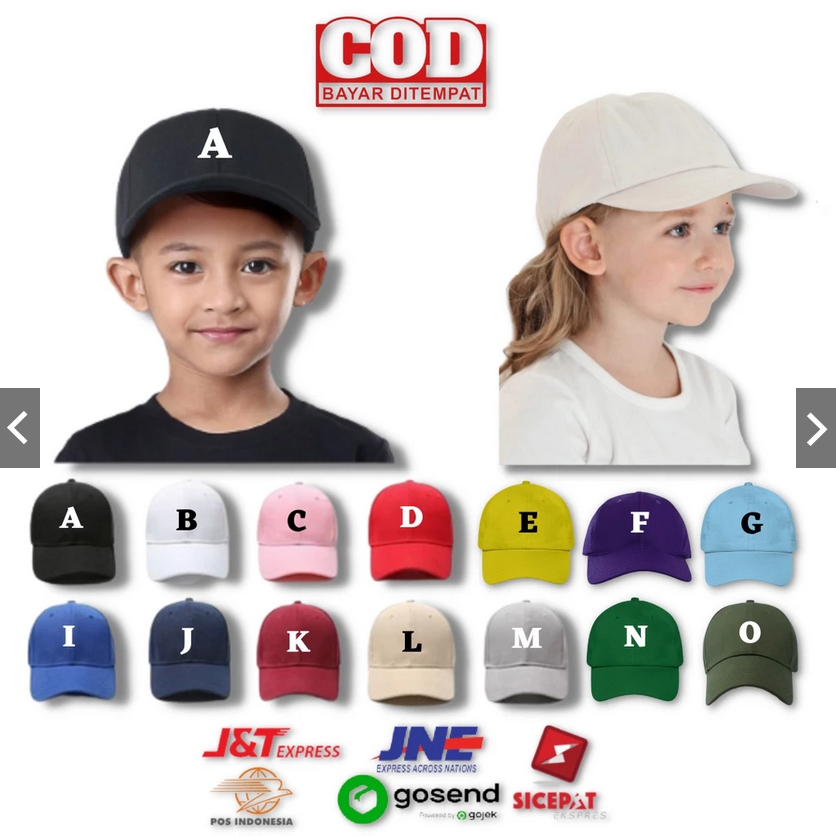 Topi Baseball Dewasa Dan Anak umur Topi Basebal BORDIR INISIAL NAMA 2-10 Tahun Inisial Huruf A B C D