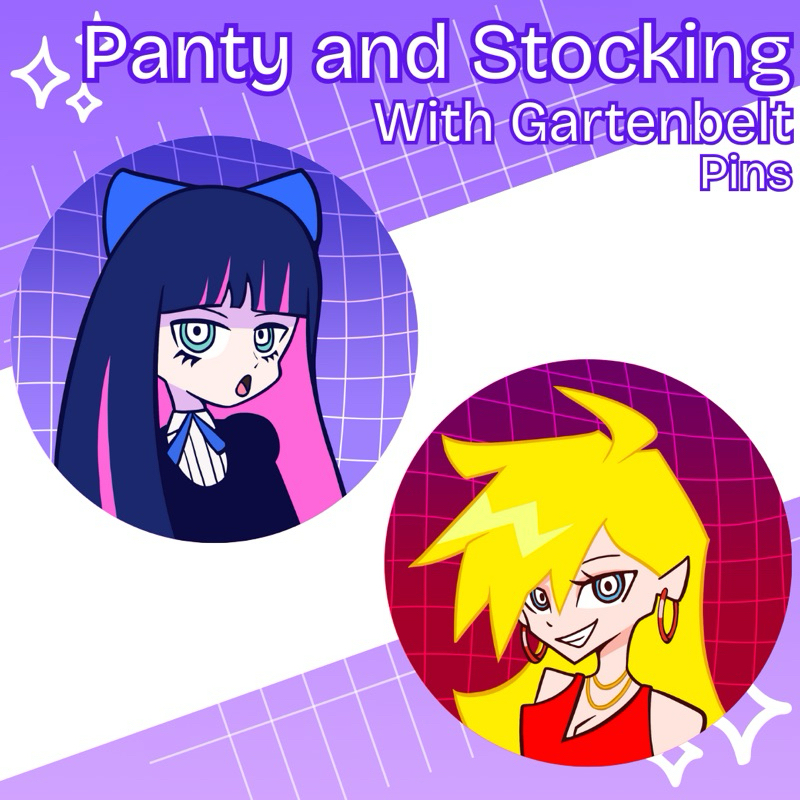 Fanmerch button pin panty and stocking with garterbelt paswg (panty, stocking)