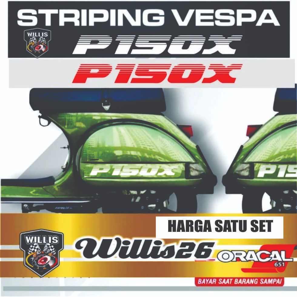 STICKER STIKER CUTTING VESPA 2 TAK UNIVERSAL PX PS STYLE STRIPING VESPA P150X