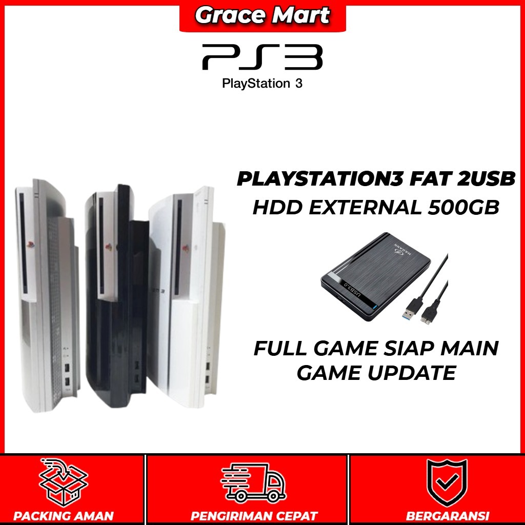 PS3 Fat Playstation Tebal Port 2 USB CFW HDD 500GB Full Game TerUPDATE Paket Lengkap 2 Stik Wireless