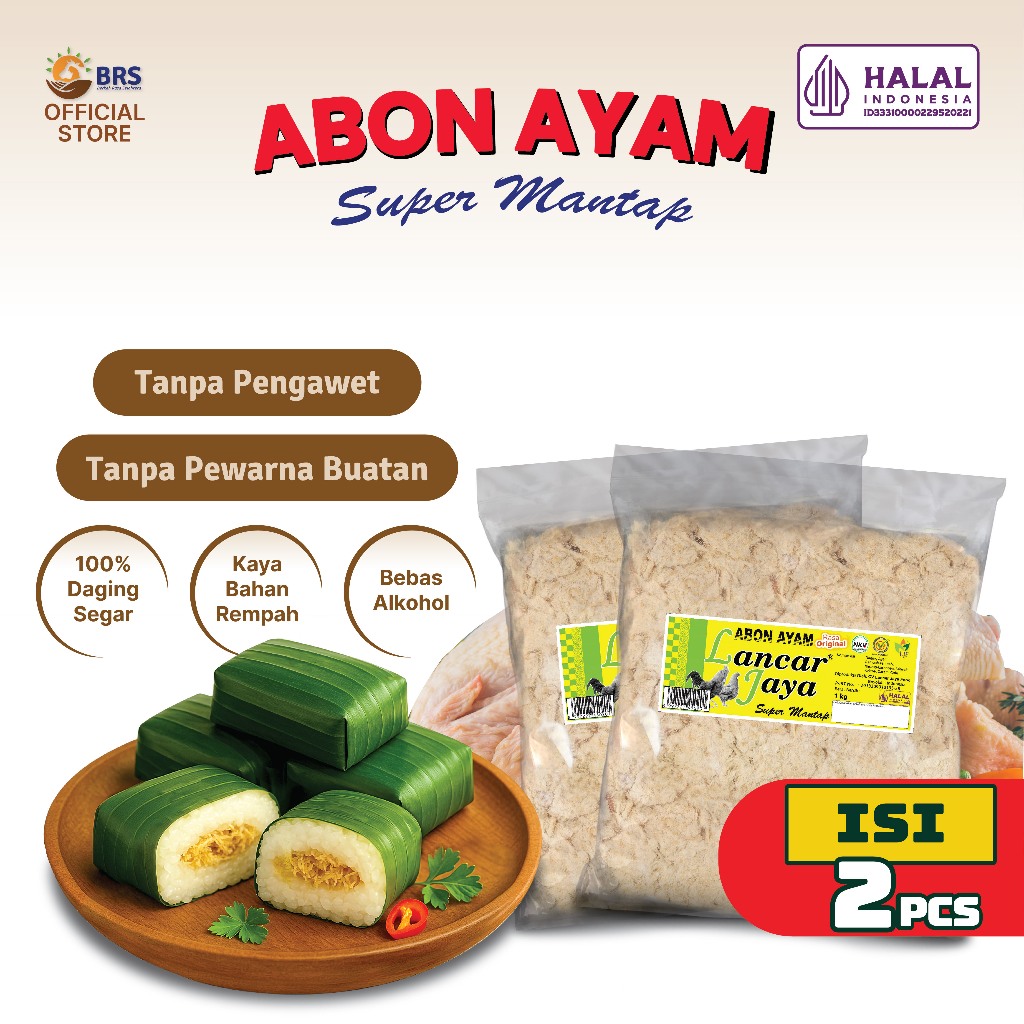 

Abon Ayam Lancar Jaya Kemasan 1kg isi 2pcs