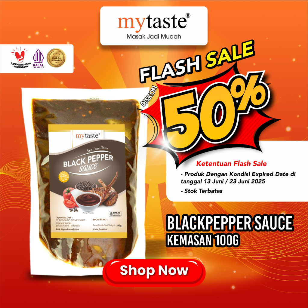 

MYTASTE BLACKPEPPER SAUCE KEMASAN 100 GRAM FLASH SALE DISKON GROSIR NEAR EXPIRED DATE