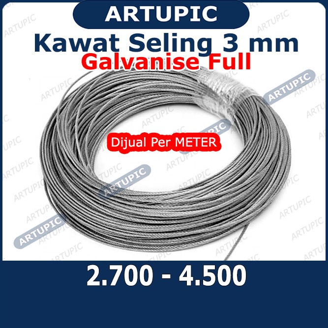 Kawat Seling 3 mm Kawat Selling Sling Baja Galvanise Wire Rope 3mm untuk Pulley Katrol Handwinch