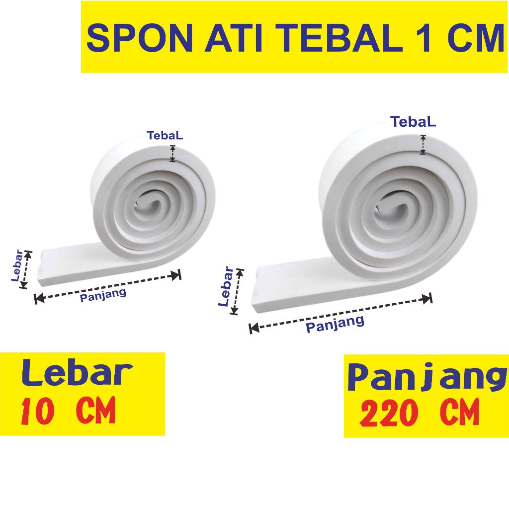 SPON ATI / BUSA ATI TEBAL 1 CM PUTIH UKURAN 10 CM X 220 CM