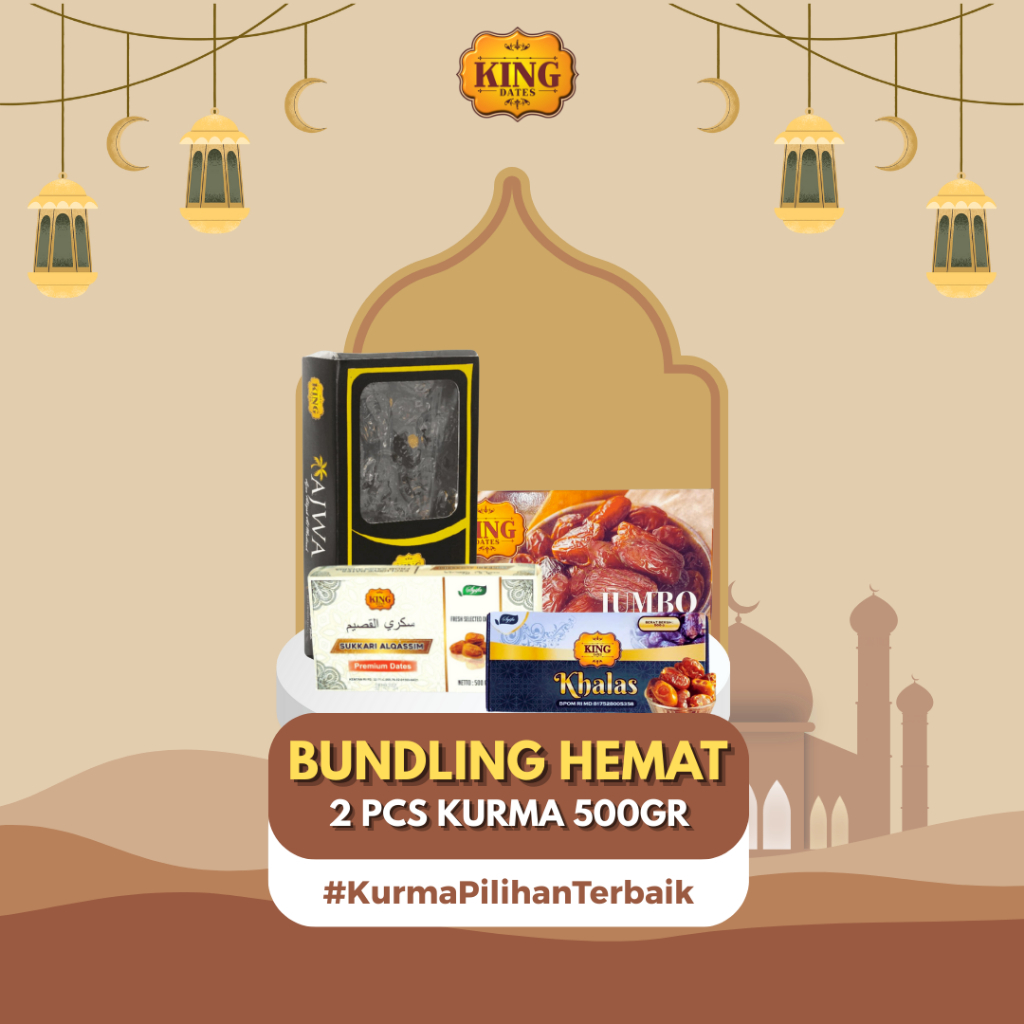 

Timur Tengah [Paket Bundling Kurma 500 gr 2 Pcs] Kurma Ajwa, Sukari, Khalas, Medjool Premium Dates