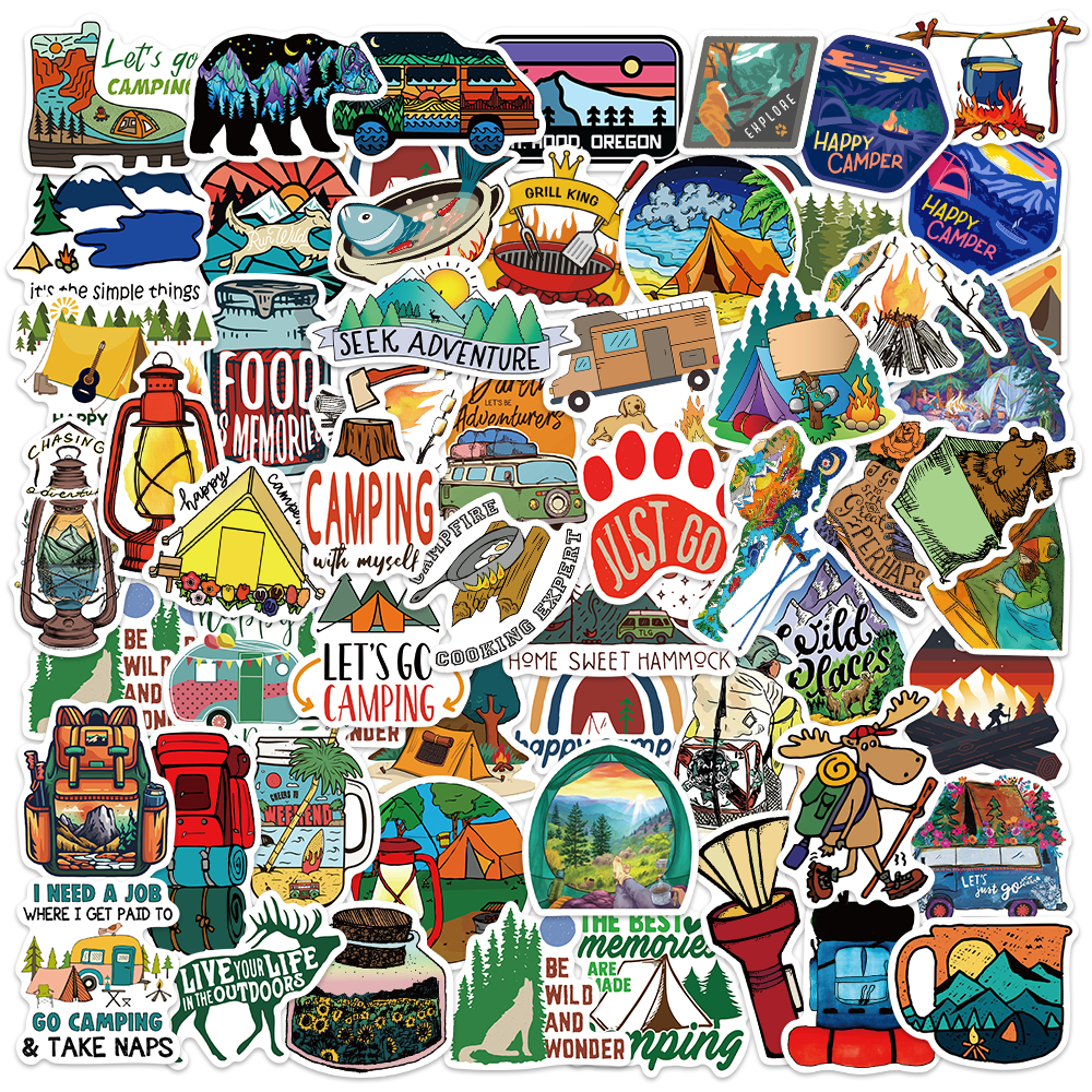 

50PCS berkemah liar Stiker Anti Air Adhesive Waterproof Sticker Suitable for laptop skateboards and mobile phone decorations stickers