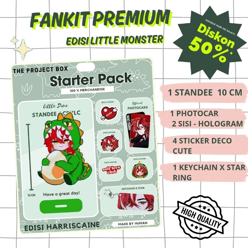 FANKIT PREMIUM VTUBER INDONESIA HARRIS CAINE - STANDEE STANDING AKRILIK FIGURE - STICKER HARRIS CAIN
