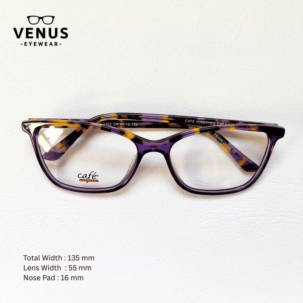 Venus Eyewear - Kacamata Leopard Ungu Lensa Minus Plus Photocromic Bluecromic Blueray Unisex