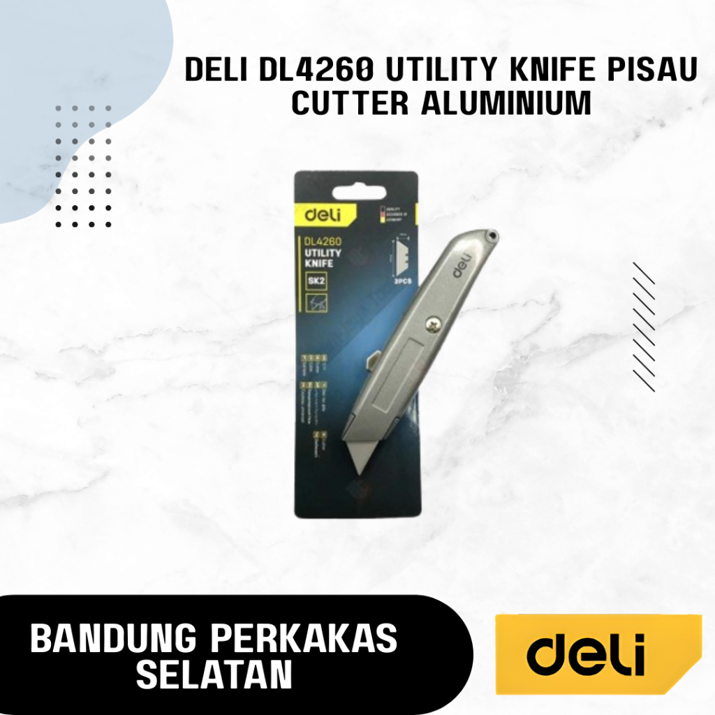 

DELI DL4260 Utility Knife Pisau Cutter Aluminium - Cuter Alumunium Pemotong Kertas Kater