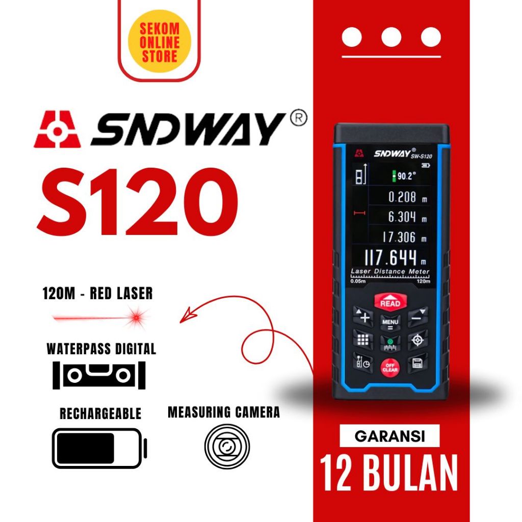 SNDWAY Meteran Laser Meter Digital Distance 120 Meter With Camera SW-S120
