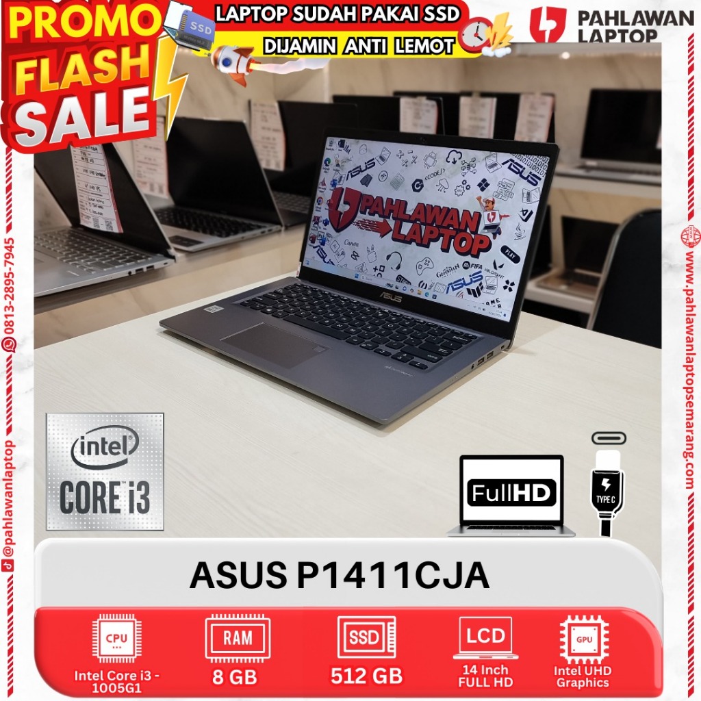 LAPTOP ASUS P1411CJA Core i3 GEN 10 RAM 8GB SSD 512GB
