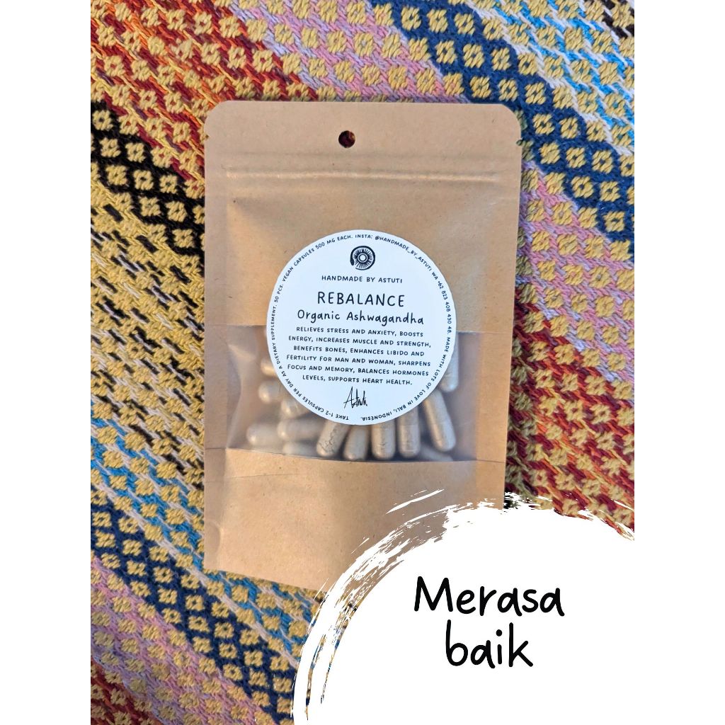 Ashwagandha Organik 100% alami | Penyeimbang hormon pria dan wanita | Superfood | 50 vegan kapsul | 